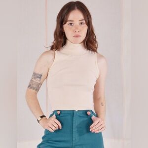 Big Bud Press Sleeveless Essential Turtleneck Off White - XXS